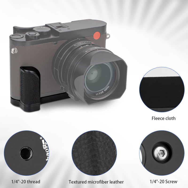 Haoge HG-Q2B Hand Grip Bracket Holder Designed for Leica Q2 Camera Body - Image 3